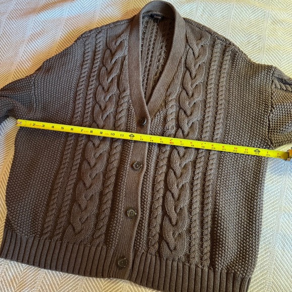Quince 100% Organic Cotton Oversized Cable Cardigan Heather Brown Womens L - Picture 4 of 9